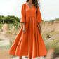 💕Neu eingetroffen👗Maxikleid für Damen mit V-Ausschnitt und Falten