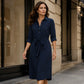 👗Damen-Shirtkleid mit 3/4-Ärmeln und Gürtel