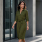 👗Damen-Shirtkleid mit 3/4-Ärmeln und Gürtel