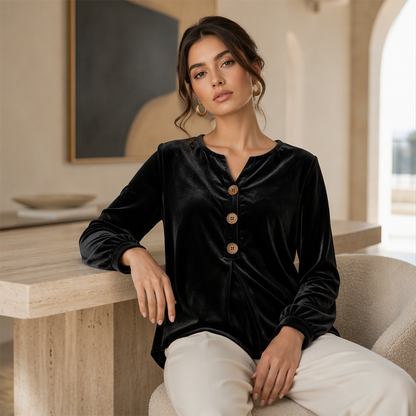 ✨🛍️50 % Rabatt - Entspannte Samtbluse - Leicht & gepflegter Look für tägliche Eleganz