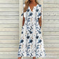 ☀️👗Top-Empfehlung – Lässiges Midi-Kleid mit Blumenmuster und V-Ausschnitt – Weicher Fall und romantisches Muster