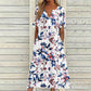 ☀️👗Top-Empfehlung – Lässiges Midi-Kleid mit Blumenmuster und V-Ausschnitt – Weicher Fall und romantisches Muster