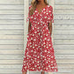 ☀️👗Top-Empfehlung – Lässiges Midi-Kleid mit Blumenmuster und V-Ausschnitt – Weicher Fall und romantisches Muster