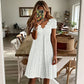 👗50% RABATT - V-Ausschnitt Lochstickerei-Kleid mit Muschelsaum – Leicht & Romantisch für Gartenpartys oder Brunch 🌿