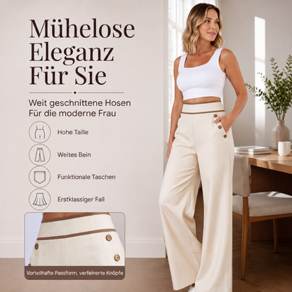 ✨Damen-Hochweitbund-Hosen mit kontrastierenden Besätzen