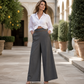 ✨Damen-Hochweitbund-Hosen mit kontrastierenden Besätzen