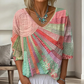 🌺Damen Retro-Patchwork-V-Ausschnitt-Bluse