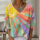 🌺Damen Retro-Patchwork-V-Ausschnitt-Bluse