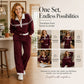 Damen Streifen-Patchwork-Sweatshirt & Weitbein-Hosen-Set