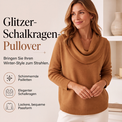 ✨50% RABATT– Pailletten-Pullover mit elegantem Kragen – weich und wärmend 🧣