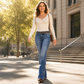 ⏰Letzter Tag des Schlussverkaufs – 50 % Rabatt💃Damen-Jeans mit hoher Taille, im Used-Look und ausgestelltem Bein
