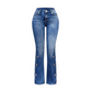 ⏰Letzter Tag des Schlussverkaufs – 50 % Rabatt💃Damen-Jeans mit hoher Taille, im Used-Look und ausgestelltem Bein
