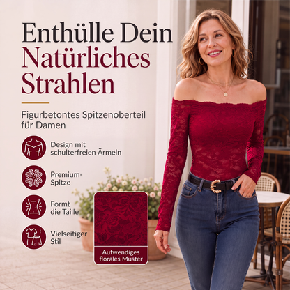 ⏰Letzter Tag des Schlussverkaufs – 50 % Rabatt💃Off-Shoulder-T-Shirt aus Spitze für Damen