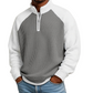 📢📢50%Rabatt!!!🎉✨Herren‑Waffelstrick‑T‑Shirt mit Viertel‑Reißverschluss, langarm, atmungsaktiv, bequemes Freizeitoberteil für Herbst und Winter