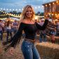 👚Hot Sale 50% OFF✨Women’s Western-Style Off-Shoulder Fringe Sleeve Top