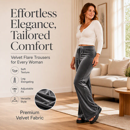✨ Retro trifft auf Komfort | Flare-Hose aus Samt mit Kordelzug für Damen
