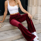 ✨ Retro trifft auf Komfort | Flare-Hose aus Samt mit Kordelzug für Damen