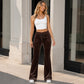 ✨ Retro trifft auf Komfort | Flare-Hose aus Samt mit Kordelzug für Damen