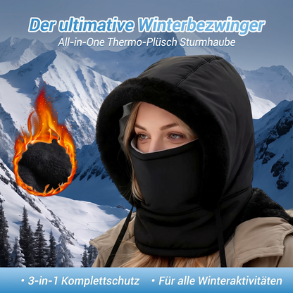 ❄️ Dicker Thermomütze mit Plüschfutter & Gesichtsmaske – Kuschelig, warm & immer passend