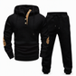 🛍️✨Herren 2-teiliges Jacquard Kapuzenpullover Set Herbst Winter lässiger Kapuzen-Sweatshirt und Sweathose Trainingsanzug