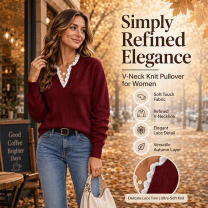 📢🎉50%Rabatt!!!🛍️✨Damen Rollkragen-Strickpullover mit Spitzenbesatz