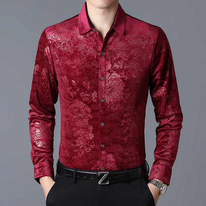 Luxuriöses bedrucktes Langarmhemd für Herren
